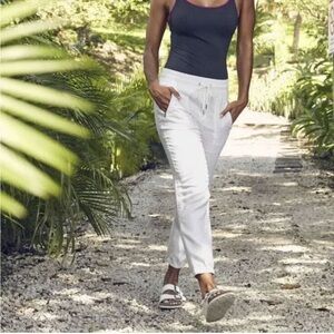 Athleta Cabo 100% White Linen Jogger Excellent Condition